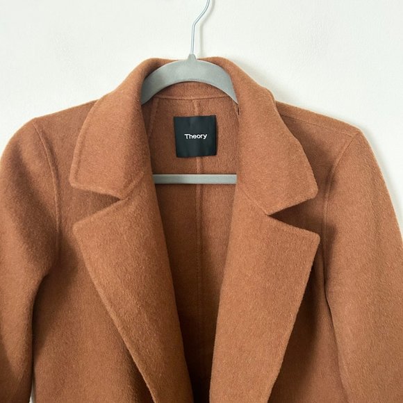 Theory Sileena Divide 2 Tall Wool/Cashmere Blend Open Front Jacket in Cooper - Picture 5 of 9